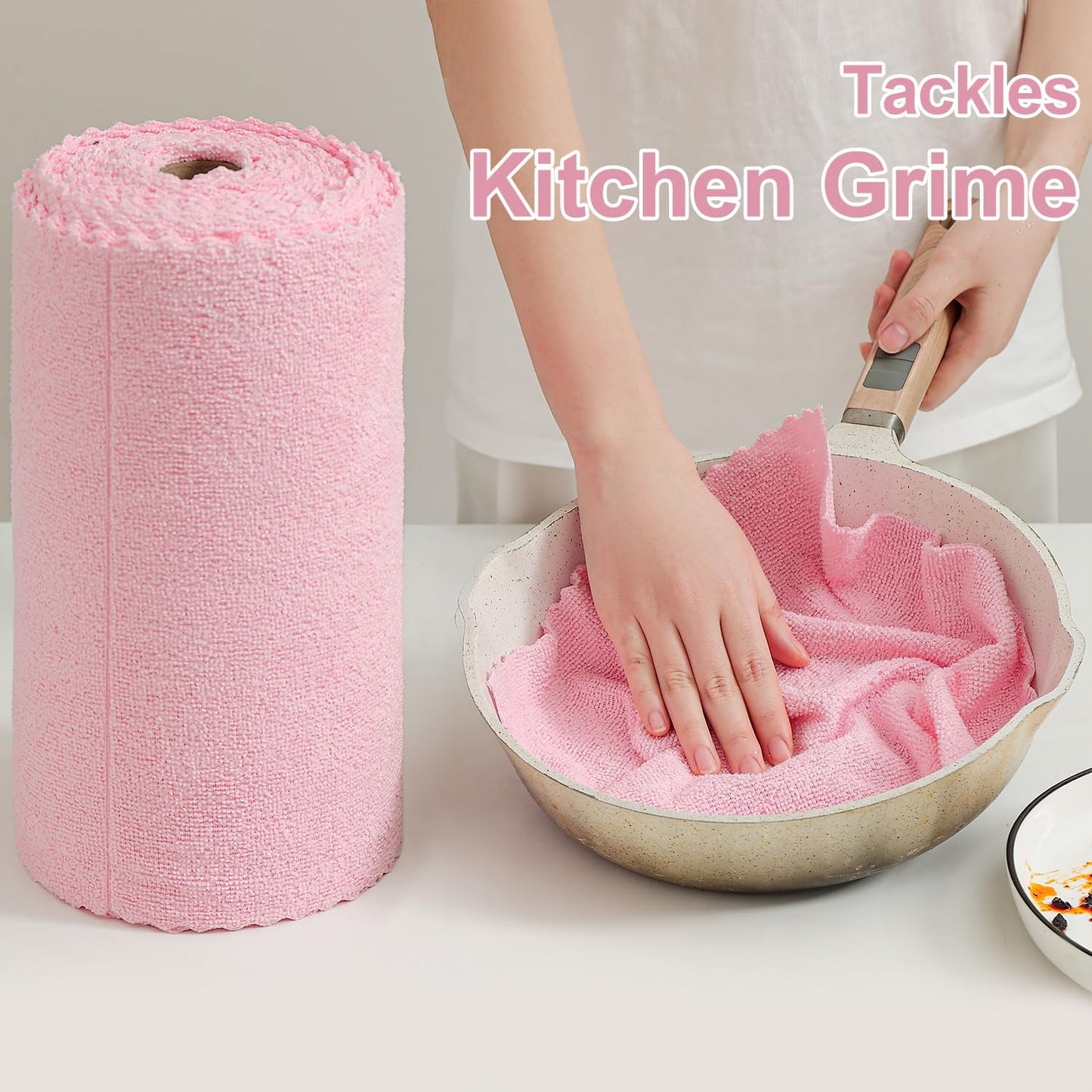 80 Pack Microfiber Cleaning Cloth Roll Reusable Paper Towels 12"x12" Tear Away Cloth, Microfiber Towels for Cars, Wash Cloths, Lint Free Dark Grey Rags for House, Kitchen,Window,Cleaning Supplies