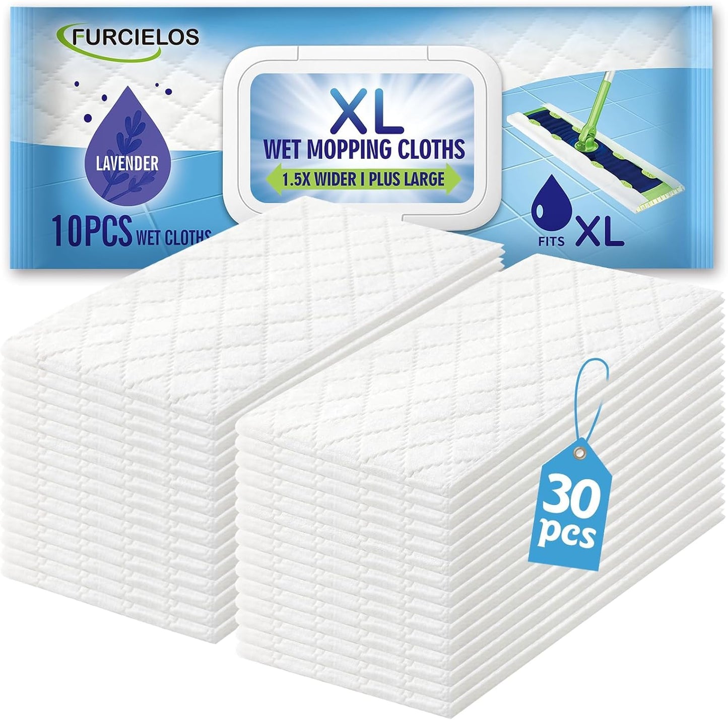 40 Count XL Heavy Duty Wet Mopping Cloths Refill Compatible with Swiffer Sweeper XL Mop, Disposable Wet Pads Refill X-Large Size for Multi-Surface Floor Cleaning, Lavender Scent