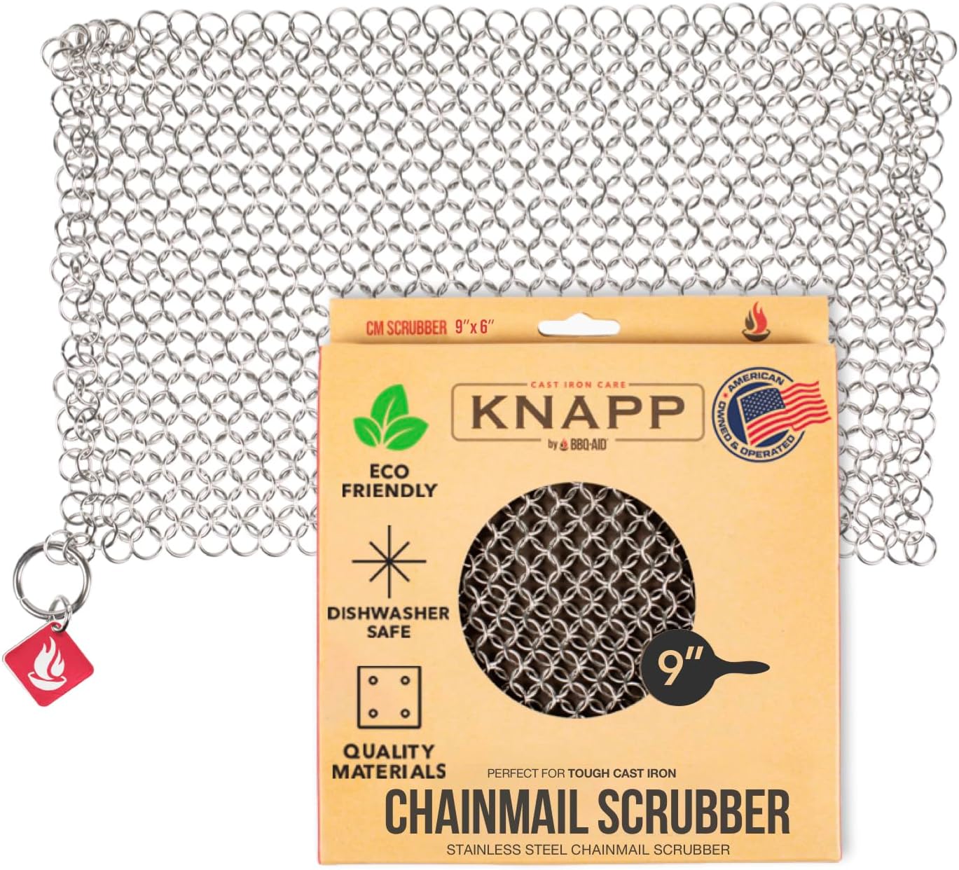 CM SCRUBBER Knapp Made Original 4" Chainmail Scrubber - Cleaner For Cast Iron, Stainless Steel, Hard Anodized Cookware and Other Pots & Pans