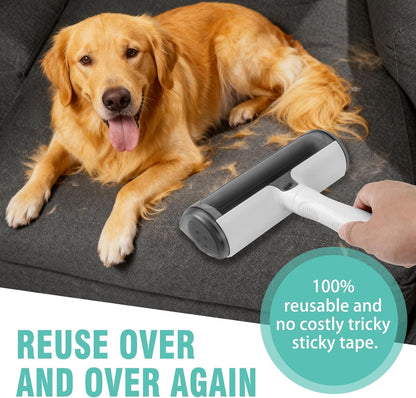Reusable Lint Roller for Pet Hair - Extra Sticky Washable Cat & Dog Hair Remover for Furniture, Couch, Carpet, and Car - Eco-Friendly Portable Fur Removal Tool, No Refills Needed. White.
