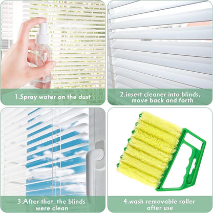 Geiserailie 3 Pieces Blind Cleaner Duster Tool 7 Finger Dusting Cleaner for Window Venetian Washable Mini Brush Hand Held Tool for Air Conditioner Dust Dirt (3 Colors)