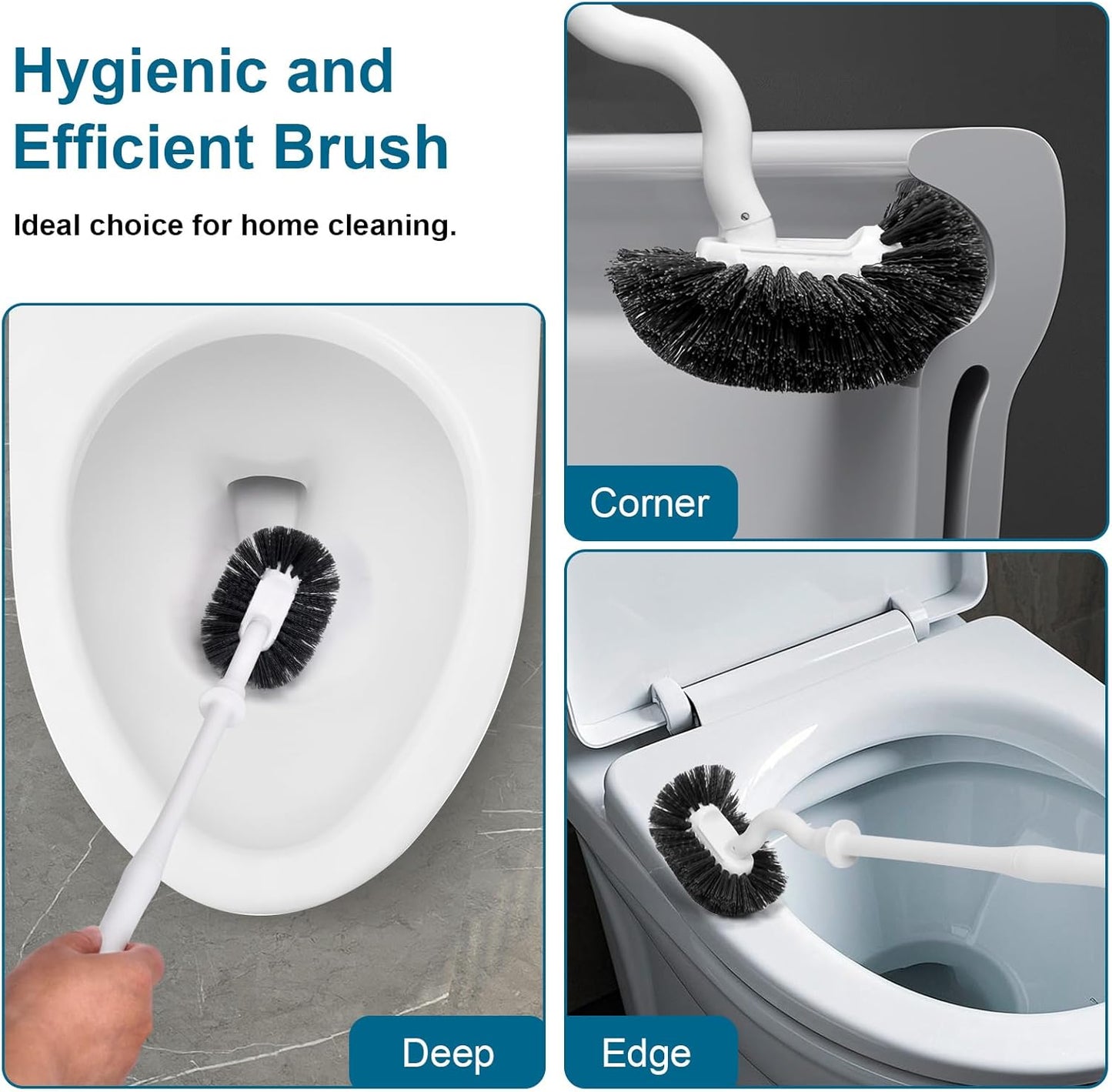 Toilet Bowl Brush and Holder Sturdy Plastic Long Handled Toilet Brushes for Bathroom with Ventilated Base Easy to Assemble for Deep Cleaning (White 1)