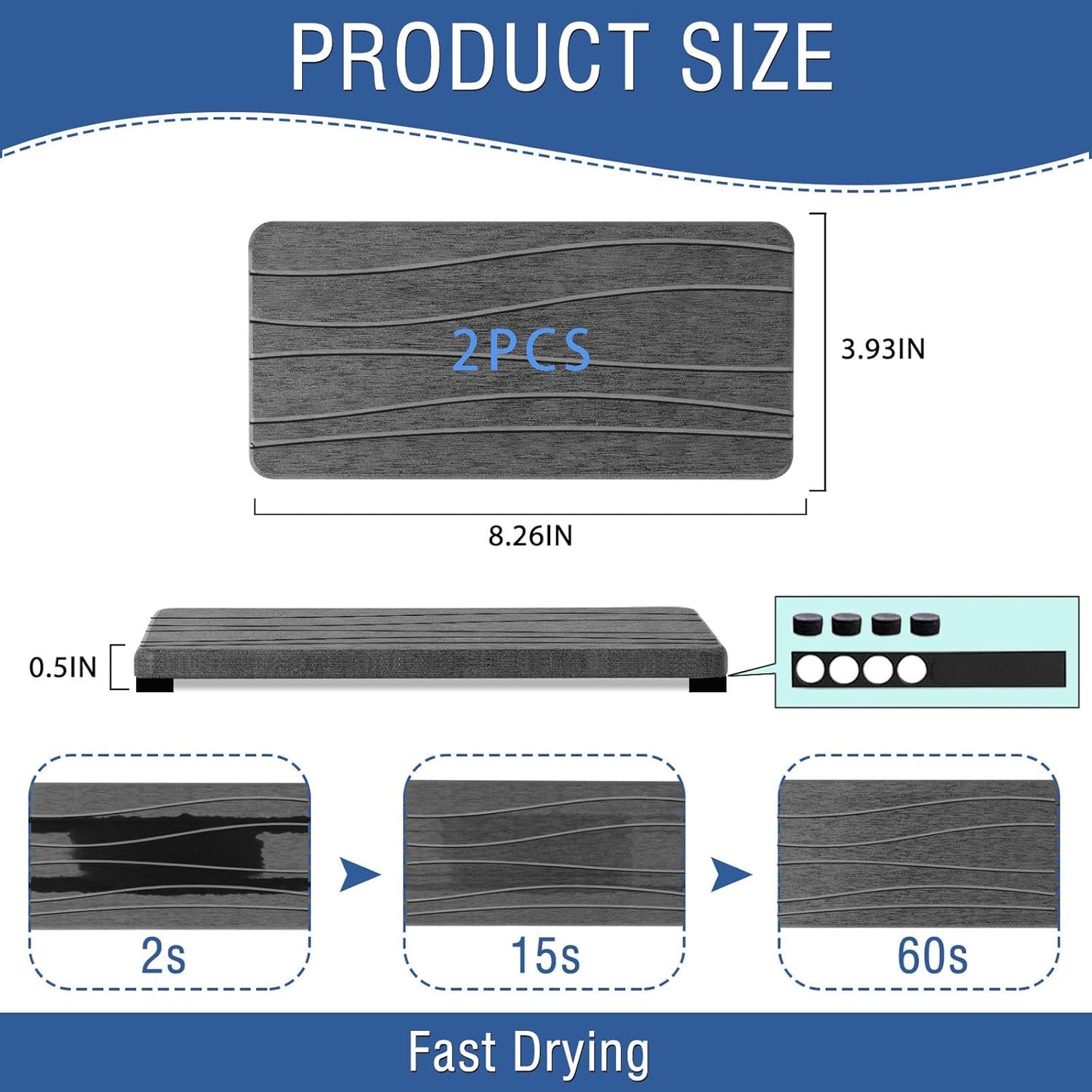 3PCS Water Absorbing Stone Tray, Fast Drying Stone Sink Tray, Stones Soap Trays, Water Absorbent Diatomite Trays, Diatomite Coasters for Kitchen Sink Bathroom Counter, Hand Soap Dish & Holders