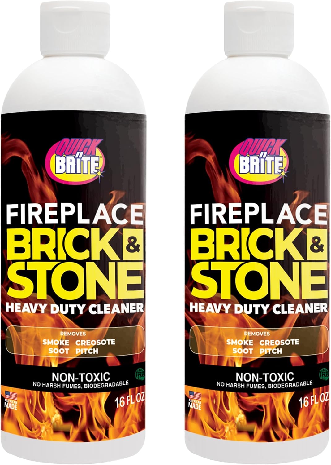 Quick 'n Brite Fireplace Gel Cleaner for Brick, Stone, Rock, Tile, and Marble, Nonabrasive Fireplace Cleaner, Made in the USA, 16 oz