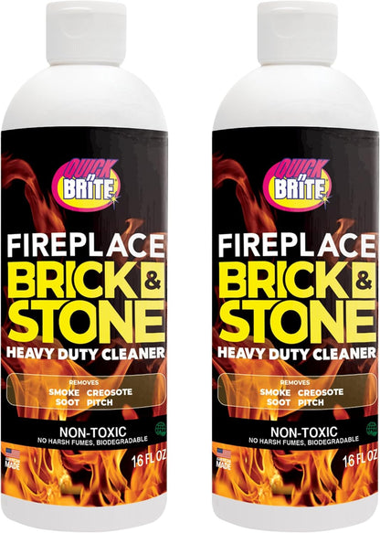 Quick 'n Brite Fireplace Gel Cleaner for Brick, Stone, Rock, Tile, and Marble, Nonabrasive Fireplace Cleaner, Made in the USA, 16 oz