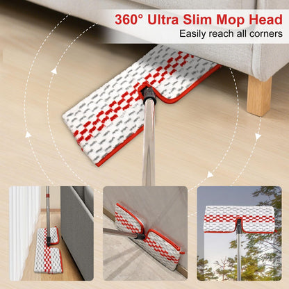Microfiber Dust Mop Set for Floor Cleaning, Flat Mop for Wet & Dry to Clean Washable Flip Mops Pad for Ocedar Hardwood Floor 'N More 3-Action Mop, Adjustable 58" Mops Handle & 2 Reusable Refill & Base