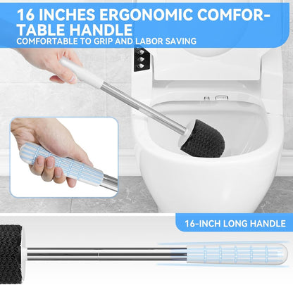 Toilet Brush, Toilet Brush and Holder with 304 Stainless Steel Handle, Space Saving Toilet Bowl Brush for Storage, Durable Bristles Toilet Scrubber for Bathroom Cleaning (1, White)