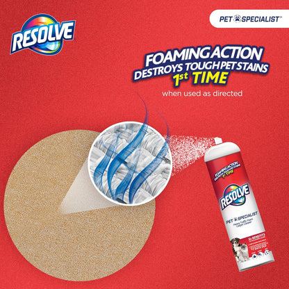 Pet Specialist Heavy Traffic Foam Carpet Cleaner, Pet Stain & Odor Remover, 22 oz Cans, 2 Pack