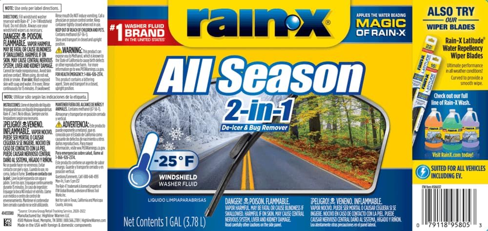 All Season -25°F 2-in-1 De-Icer & Bug Remover Windshield Washer Fluid - 1 Gallon