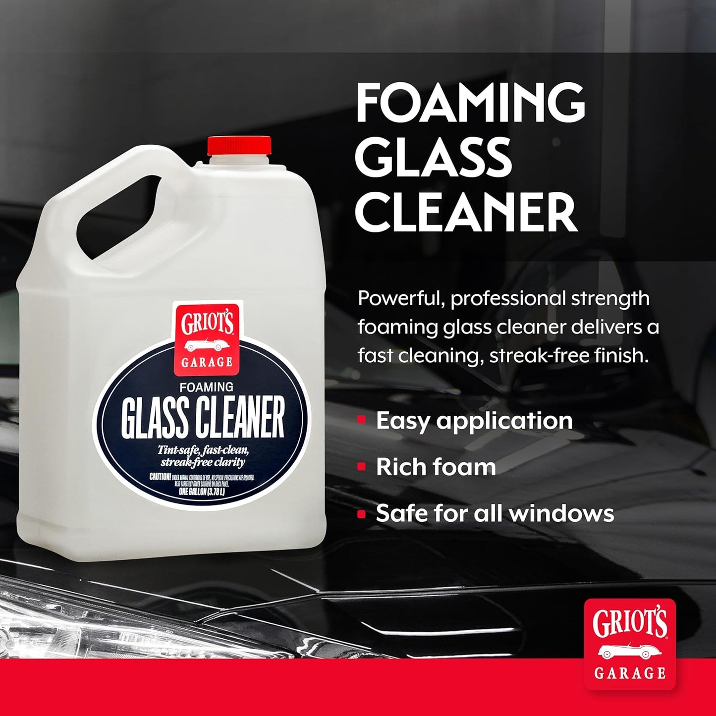 Foaming Glass Cleaner Spray for Car Window, Windshield, Mirror, Tint Safe, No Streak, Dye and Ammonia-Free Formula, 22 Oz, 10891
