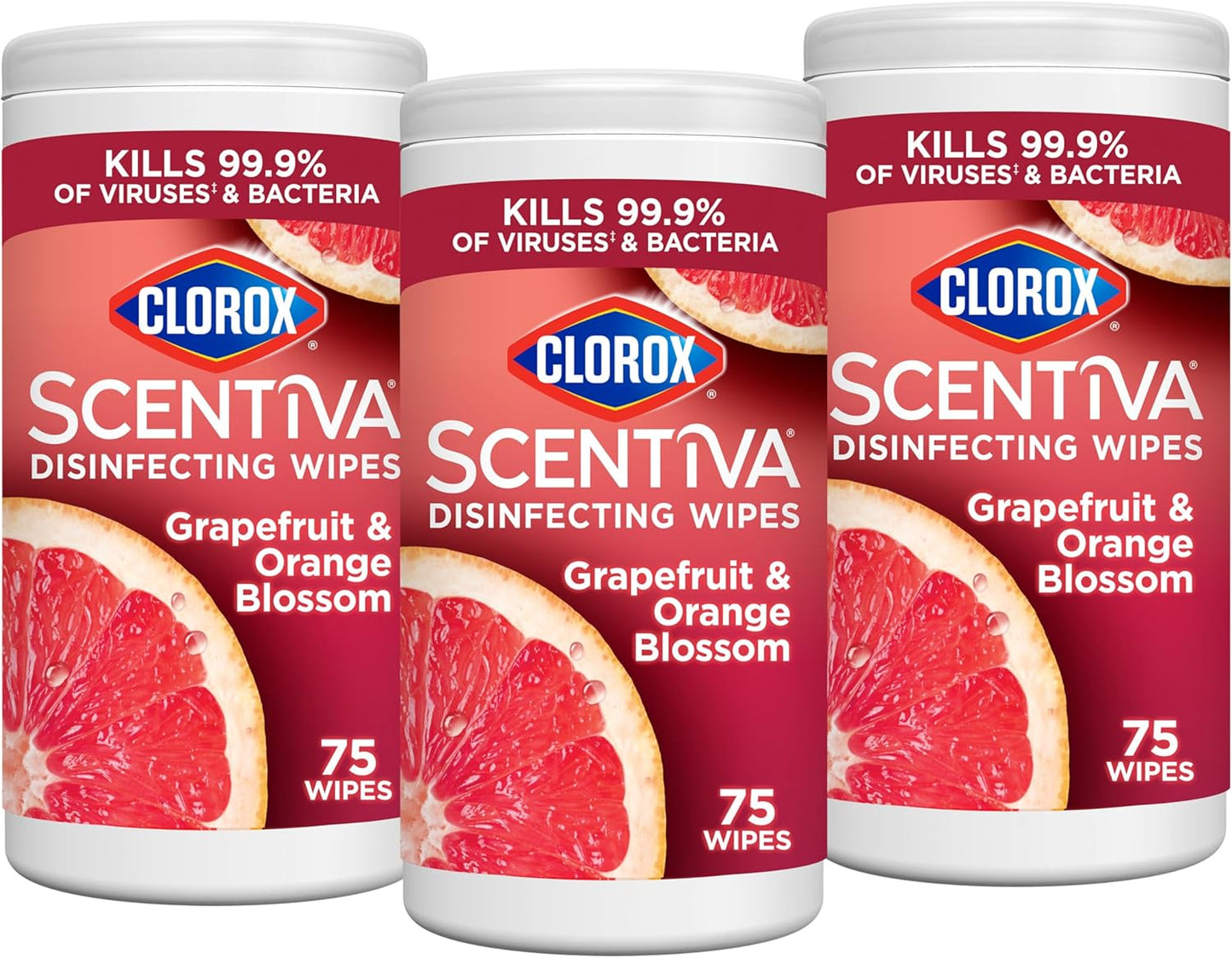Clorox Scentiva Disinfecting Wipes, Grapefruit and Orange Blossom, Antibacterial, 75 Count
