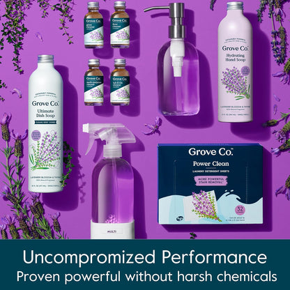 Grove Co. Ultimate Dish Soap Refills (3 x 16 Fl Oz) Removes 48-hr Stuck-on Food and Grease, Plastic Free Cleaning Products, 100% Natural Lavender Blossom & Thyme Fragrance, 1 pack