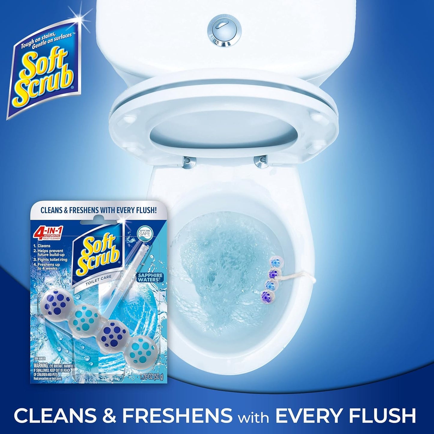 Soft Scrub 4-in-1 Toilet Care, Sapphire Waters, 50 Gram