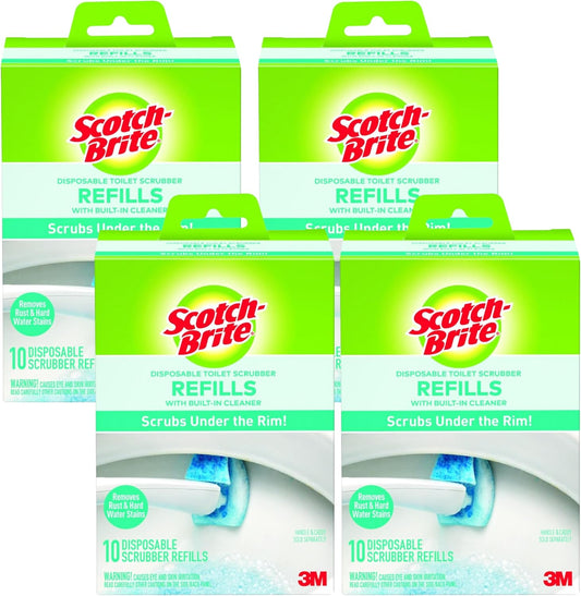 Scotch-Brite Disposable Toilet Scrubber Refills – 10 Count Refill Pads (Bleach-Free Cleaning with Pumice, Fits Scotch-Brite Toilet Scrubber System)
