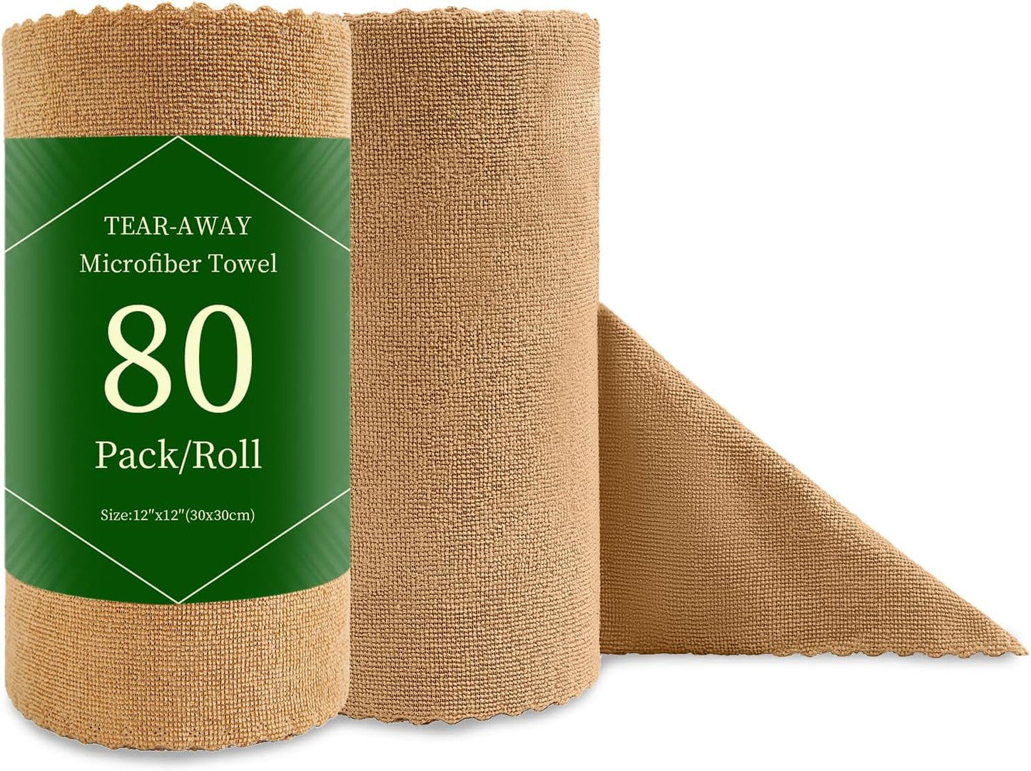 80 Pack Microfiber Cleaning Cloth Roll Reusable Paper Towels 12"x12" Tear Away Cloth, Microfiber Towels for Cars, Wash Cloths, Lint Free Dark Grey Rags for House, Kitchen,Window,Cleaning Supplies