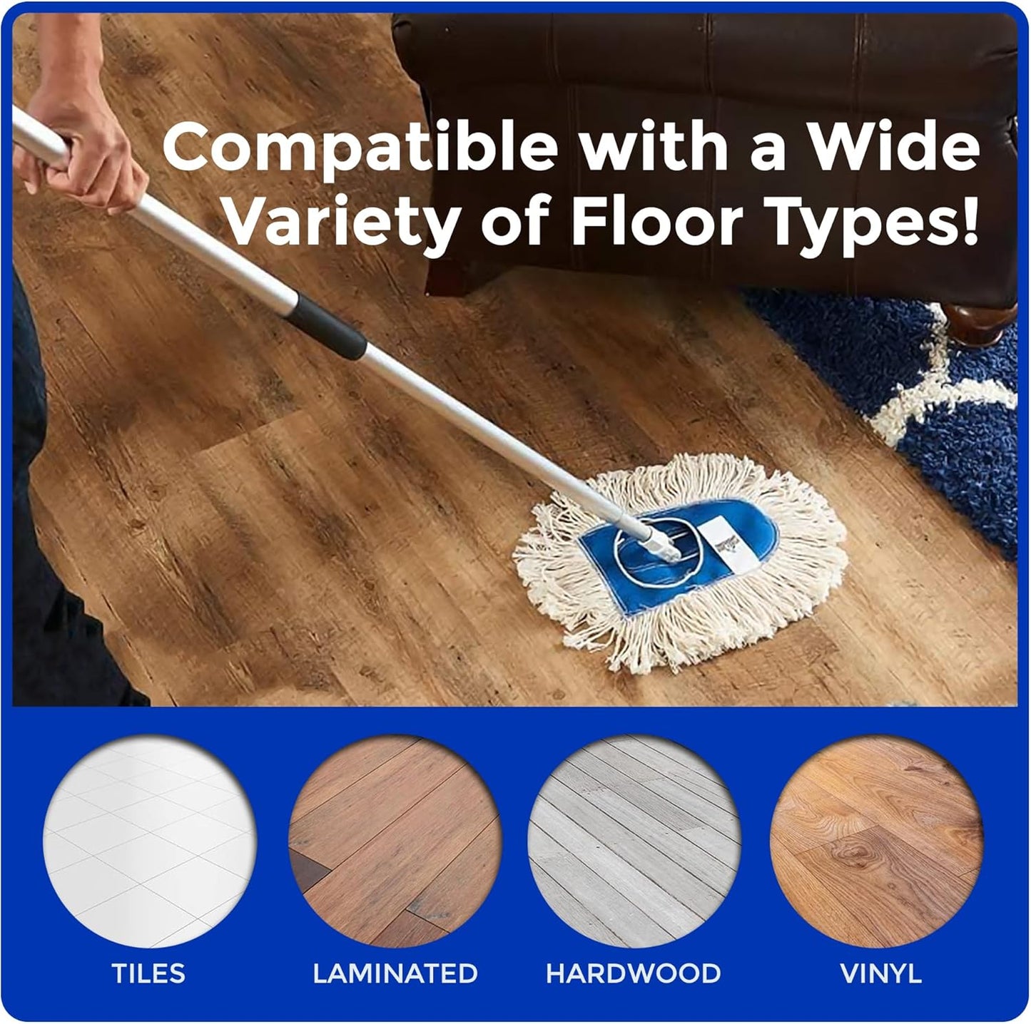 Nine Forty Heavy Duty, Industrial-Strength Cotton Wedge Dust Mop Head - Home & Commercial Hardwood Floor Cleaning - Designed for High-Performance Janitorial & Housekeeping Tasks