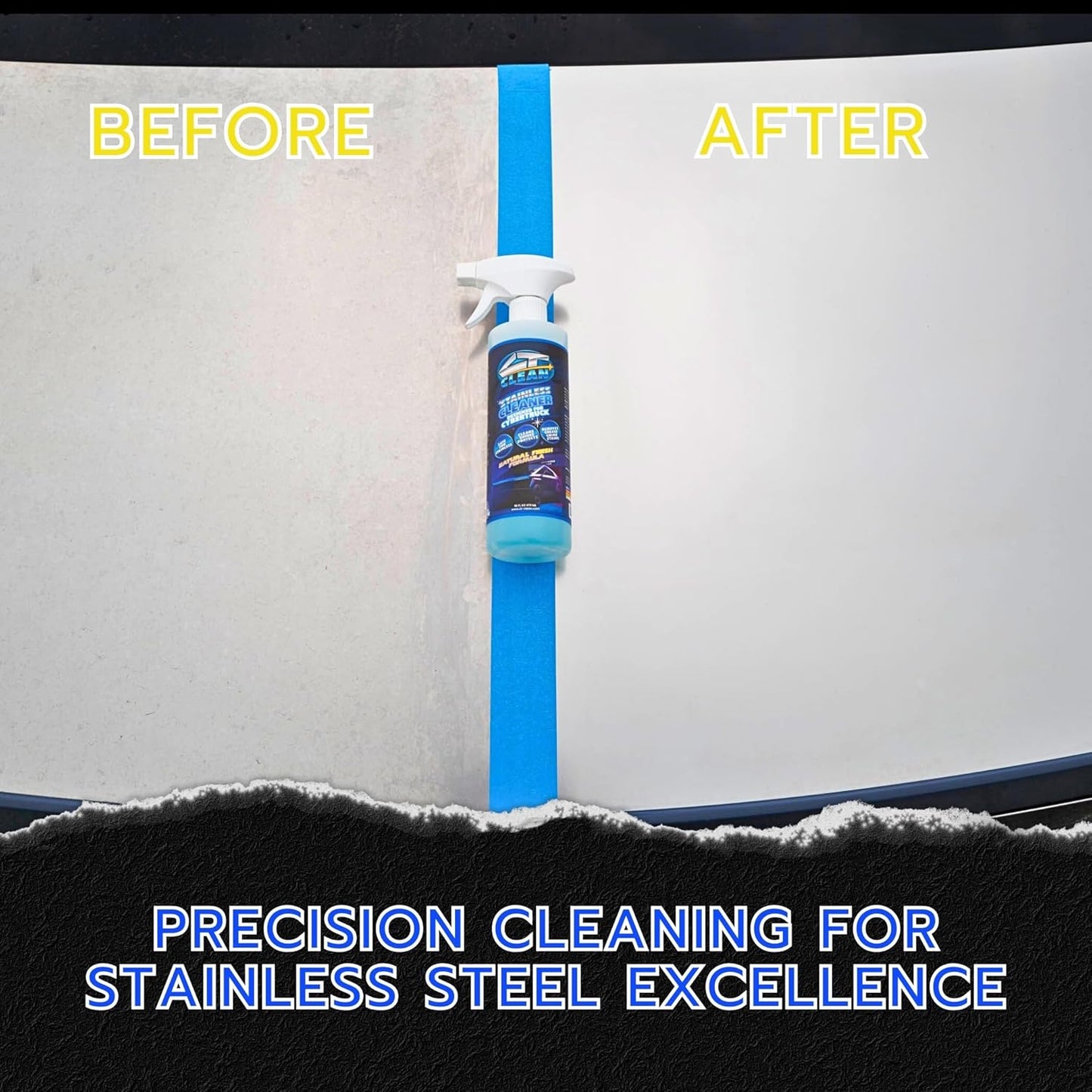 Natural Finish Waterless Stainless Steel Cleaner & Wash for Tesla Cybertruck – Eco-Friendly Spray, Removes Grease & Fingerprints, Matte Protection (16 Fl. Oz.)
