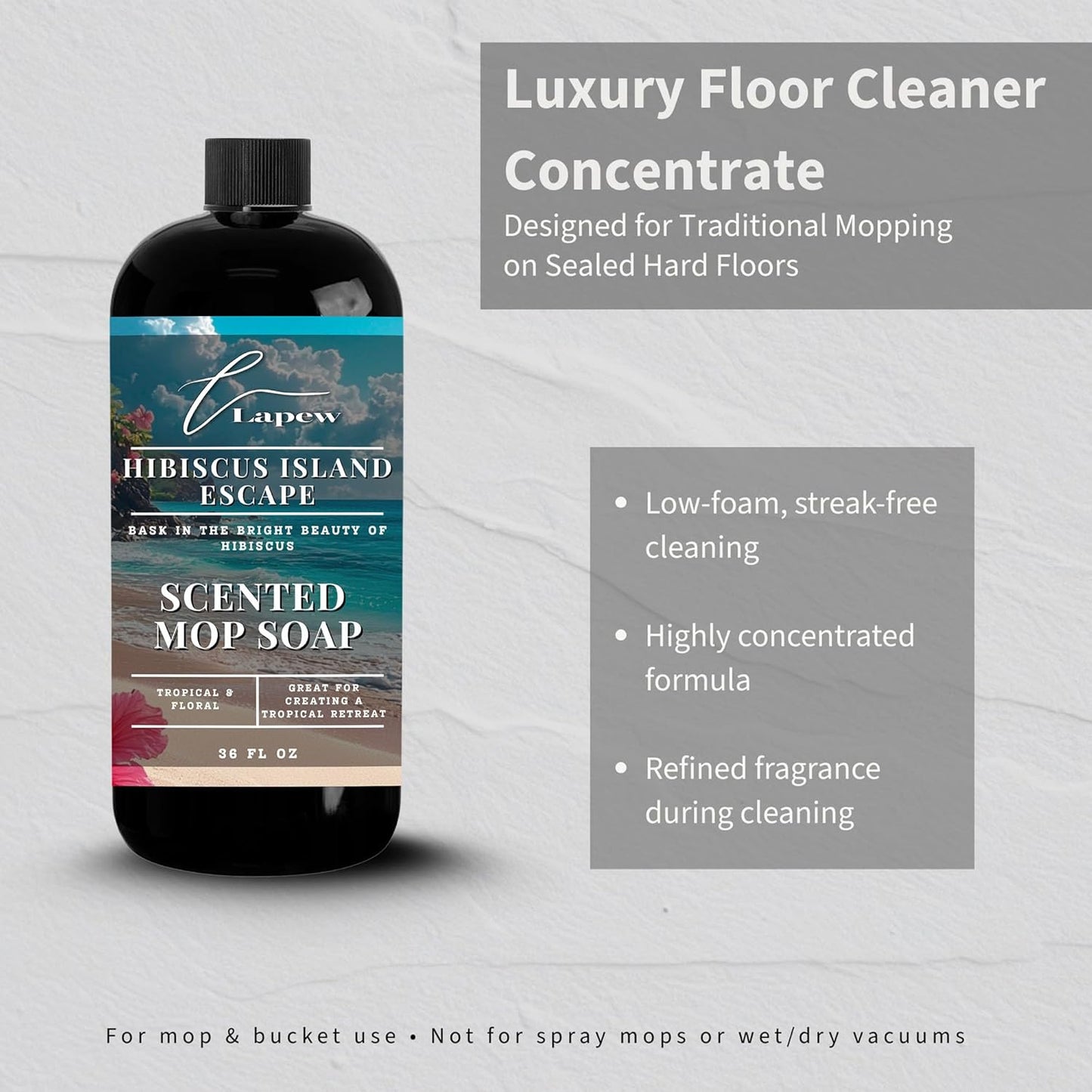 Lapew Baccarat Scented Mop Soap - Luxury Floor Cleaner Concentrate for Mopping Tile, Laminate, Vinyl & Hardwood | Streak-Free, Low-Foam | 36 oz - Colors B
