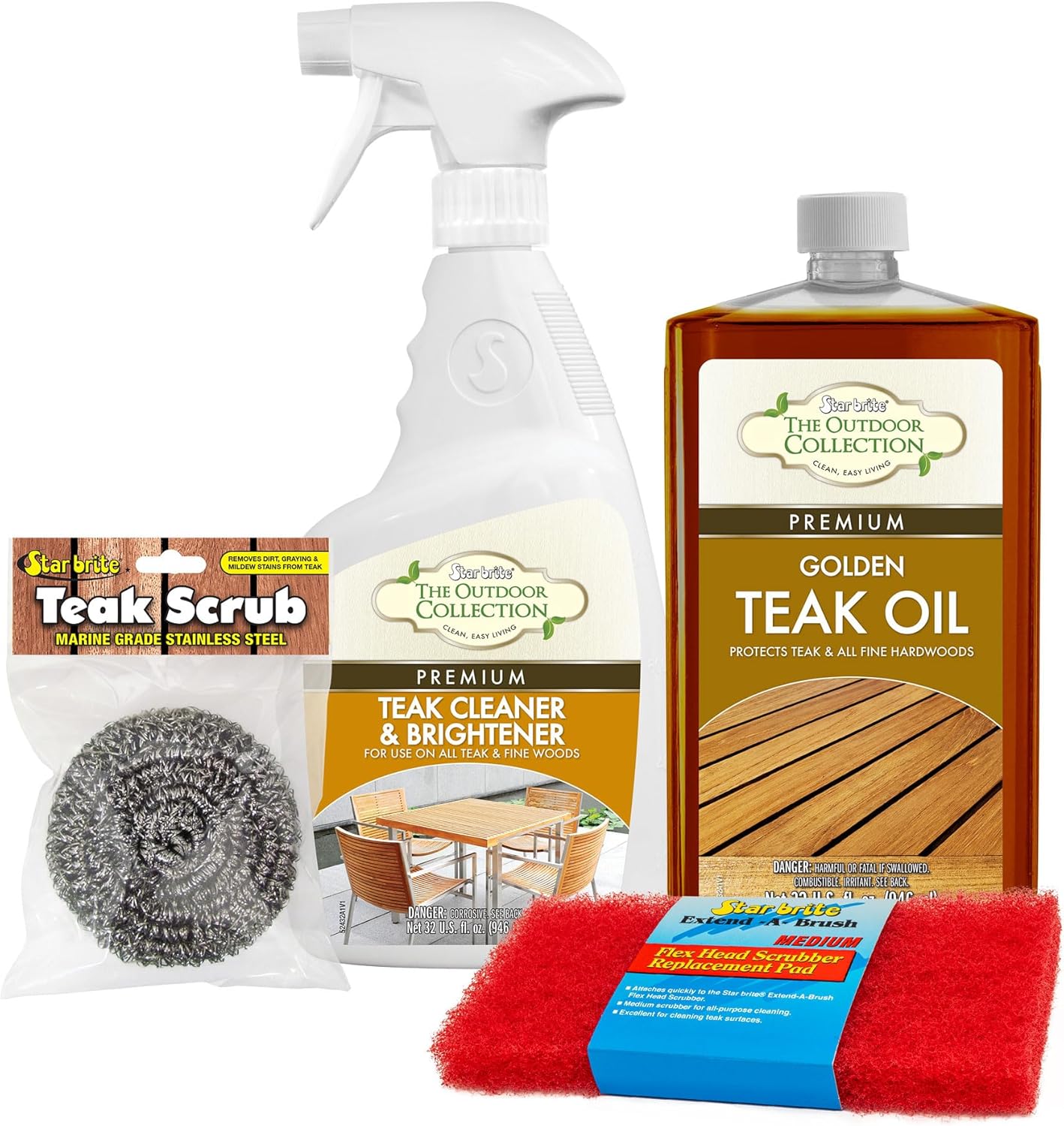 STAR BRITE Outdoor Collection Teak Cleaner & Brightener - One-Step Teak Restoration, Renew Weathered, Gray Teak for Refinishing or Oiling - 32 OZ Spray