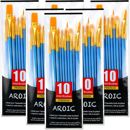 Acrylic Paint Brush Set, 1 Packs / 10 pcs Watercolor Brushes Painting Brush Nylon Hair Brushes for All Purpose Oil Watercolor Painting Artist Professional Kits.