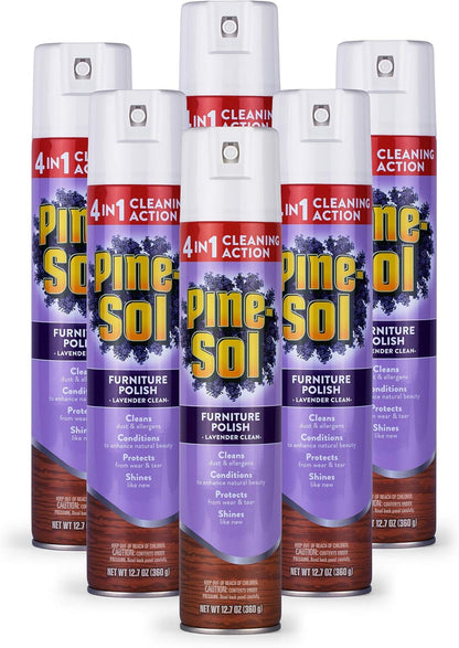 Pine-Sol Furniture, Polish 4in1 Cleaning Action Wood Polish Spray Wood Polish Spray for Your Cleans Conditions Protects and Shines Ounces Original Pine Scent, Yellow, Lemon, 12.7 Fl Oz
