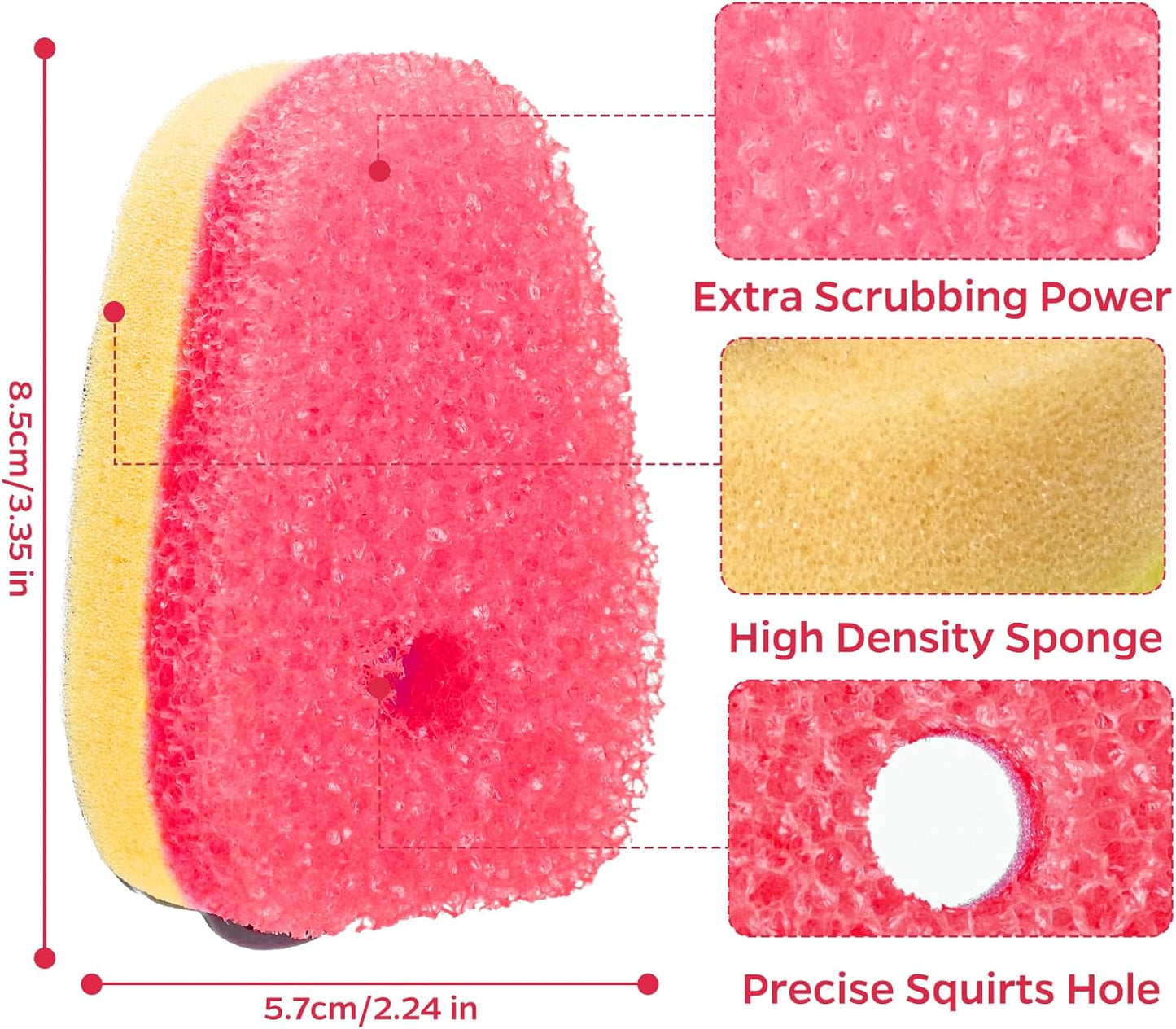 Sponge Dishwand Brush Refills for Scotch-Brite Dishwand - 10 Pack Dish Soap Non-Scratch Brush Refills for Nonstick Pots and Pans, Glass & Tubs (Pink)