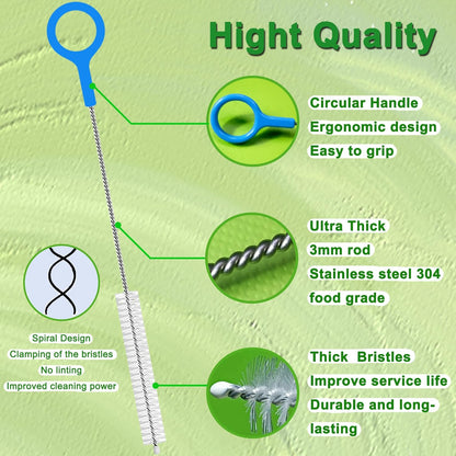 Straw Cleaner Brush 10 Inch, Straw Brush Cleaning with Big Circular Handle for Cleaning Stanley Tumbler, Water Bottle, Reusable Straws, Test Tubes, Sippy Cups, Various Teapots Kettles 6-Pack