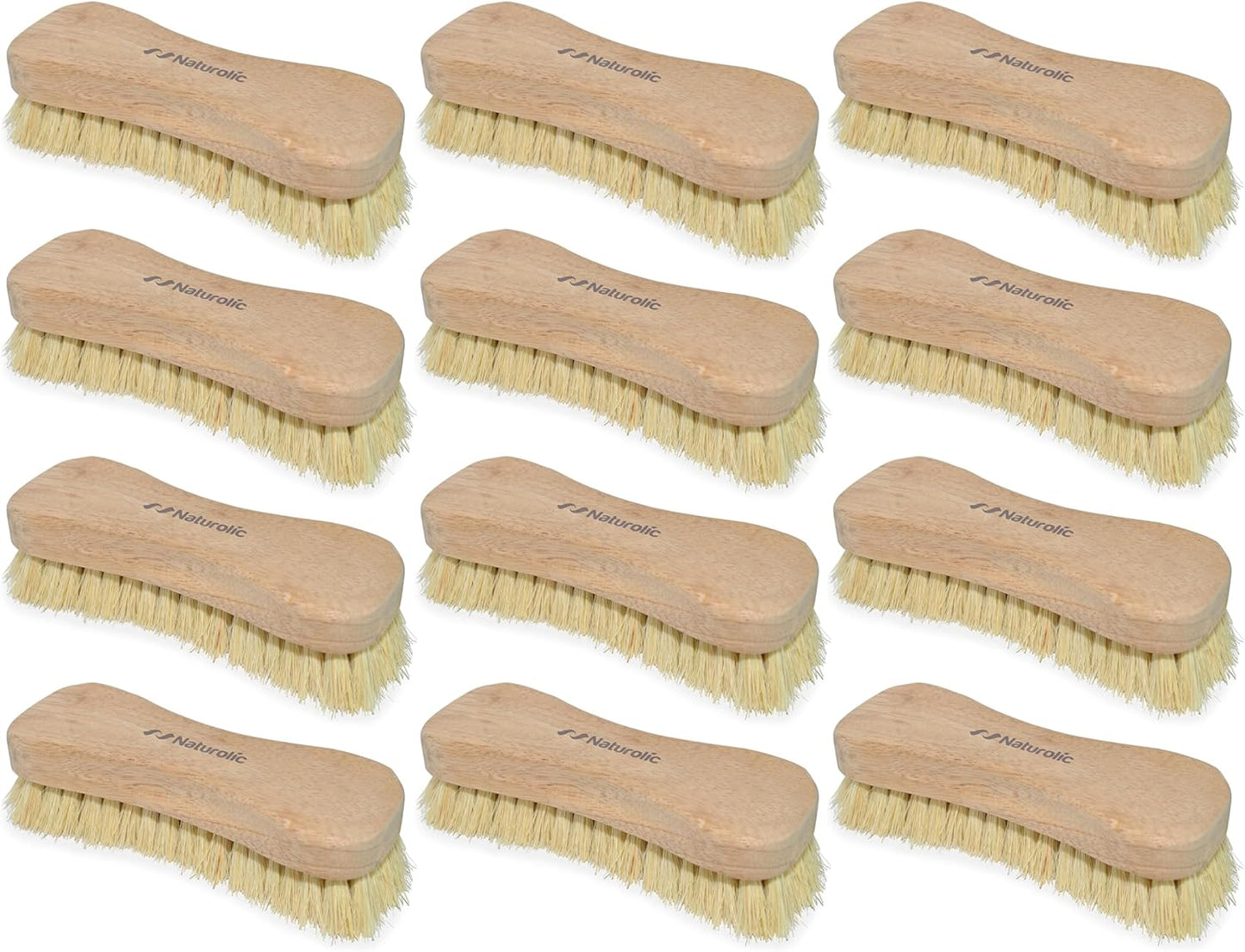 All-Natural Wooden Scrub Brush Set | Eco-Friendly Cleaning Brush Set with Tampico Bristles | Floor Scrub Brush & Shower Scrubber for Bathroom, Tub, Kitchen & Carpet | Sustainable Set – Pack of 2