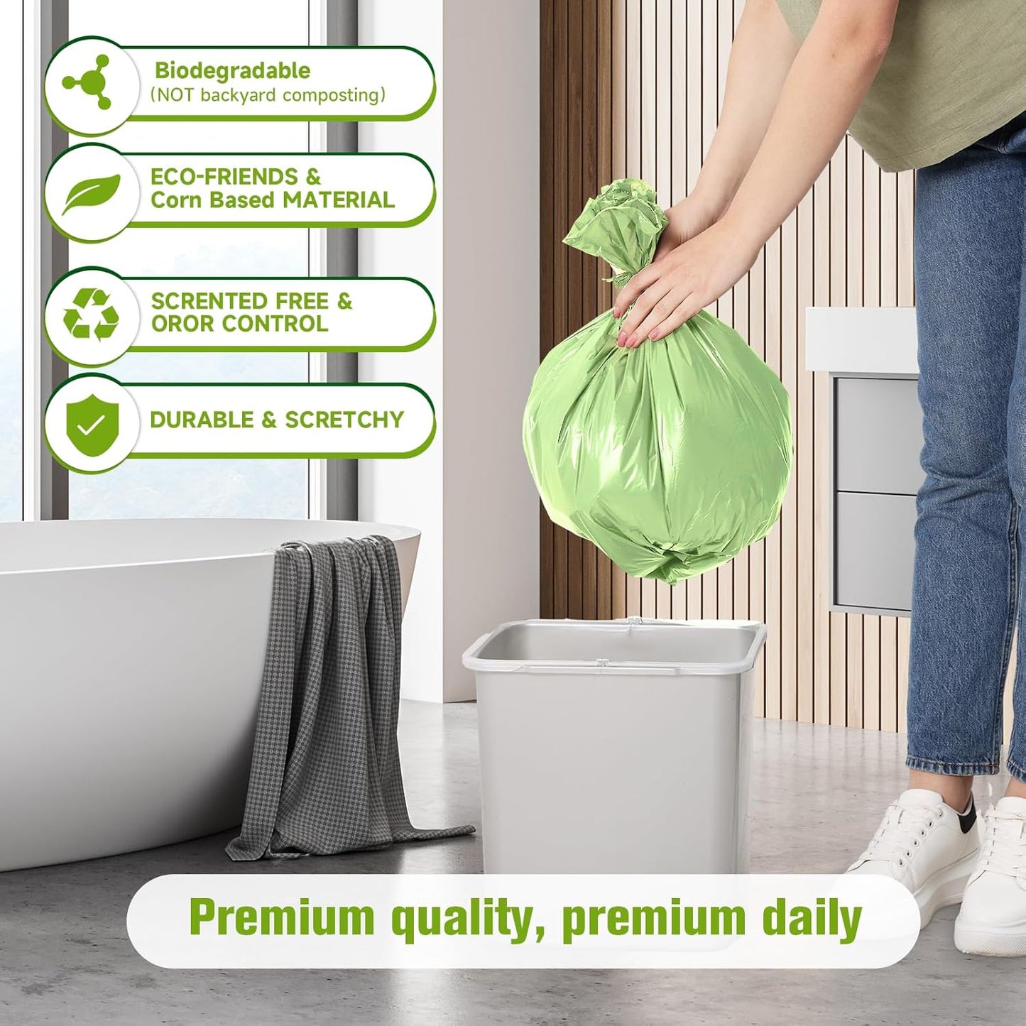 220Counts Small Trash Bags 4 Gallon, Flexible & Durable Small Garbage Bags, Unscented & Easy Tearing 4 Gallon Trash Bag for Kitchen, Bathroom, Bedroom, Office, Transparent,0.3Mil
