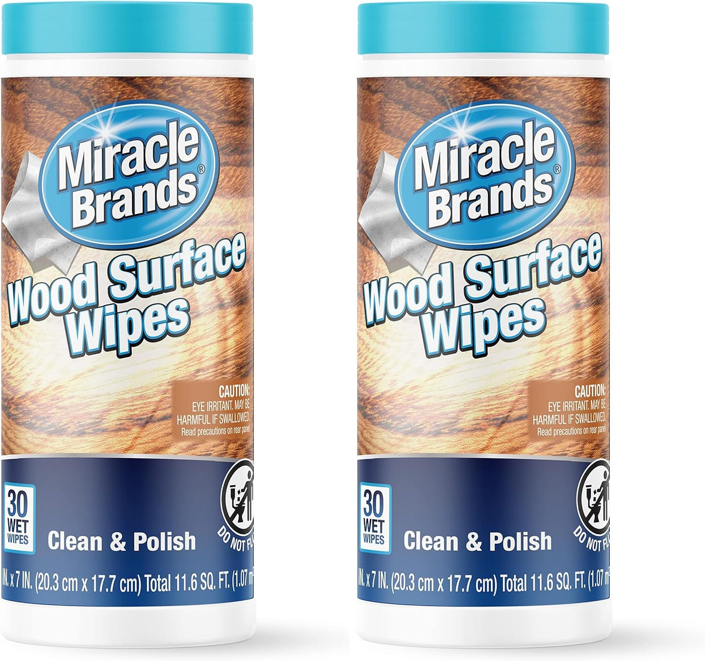 MiracleWipes for Wood Surfaces, Remove Dirt and Grime Buildup, Clean, Protect, and Polish Cabinets, Furniture, and Wood Floors, Great for Kitchen and Bathroom Cleaning Support - 30 Count
