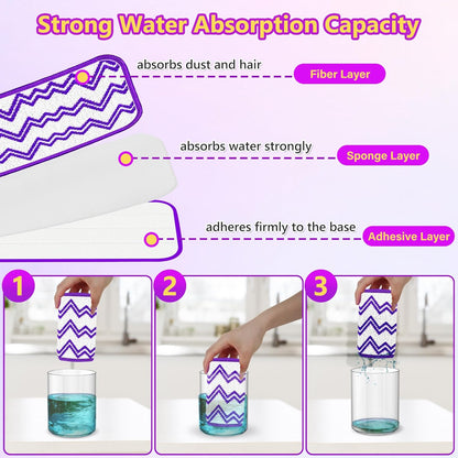 Reusable Mop Pads Refills Compatible with Swiffer Wet Jet Spray Mop, Wet Pads Refill WetJet Pads Refills for Swiffer Mop, Microfiber Mop Pad Replacements Wet Dry Mop Heads for Floor Cleaning, 6 Pack
