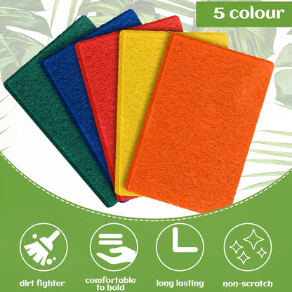 Hoolerry 100 Pcs Heavy Duty Scouring Pads Non Scratch Household Scrub Pads for Cleaning Reusable Pan Scrubber Anti Grease Scrubbing Pads for Dish Kitchen Metal Grills, 4.3 x 3 x 0.3 in (Green)