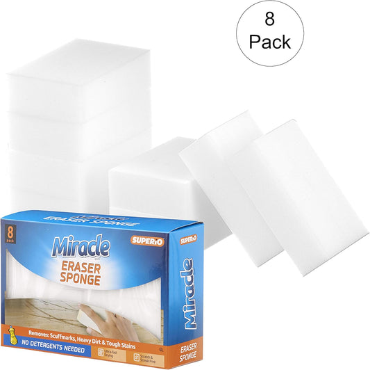 Miracle Eraser Sponge Melamine Sponge for Floor, Wall, and Furniture, Removes Scuffmarks, Mud, Grime, Dirt, and Tough Stains, Pack of 16 1 Inch Mini Cleaning Erasers.