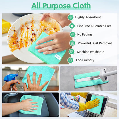 FIXSMITH Microfiber Cleaning Cloth - Pack of 8, Size: 12 x 16 in, Multi-Functional Cleaning Towels, Highly Absorbent Cleaning Rags, Lint-Free, Streak-Free Cleaning Cloths for Car Kitchen Home