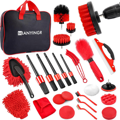 10Pcs Interior Detailing Brush Set, Car Vent & Dashboard Cleaner Kit with Microfiber Towel, Storage Bag (10PCS)