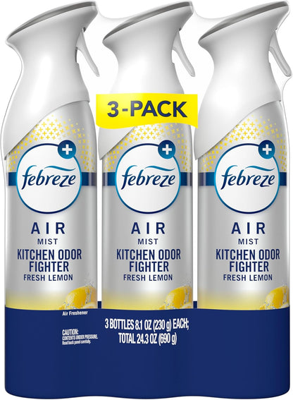 Febreze Air Mist Air Freshener Spray, Odor-Fighting Room Spray, Air Fresheners for Home and Bathroom and Kitchen, Aerosol Can, HD Pet Odor Fighter Scent, 8.8oz (Pack of 3)