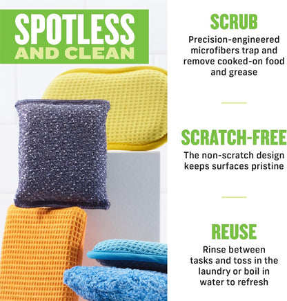 E-Cloth Non-Scratch Scrubbing Pads - Scrubbing Dish Sponges Kitchen Cleaning Kit - Reusable Scrubber Sponges for Dishes and Cleaning - Non-Scratch Scrubbers for Cleaning - 2-Pack