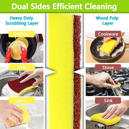 Kitchen Cleaning Sponges, 6 Pack Heavy Duty Scrub Sponges Cleans Fast Non-Scratch Sponge for Washing Dishes and Cleaning Kitchen (Black)