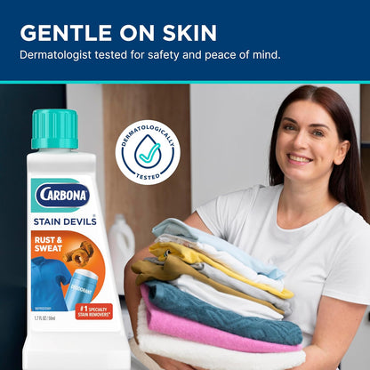 Carbona Stain Devils #6 (1.7 Fl Oz), Targeted Spot Cleaner for Grass, Dirt & Make-Up Stains, Safe on Skin & Washable Fabrics