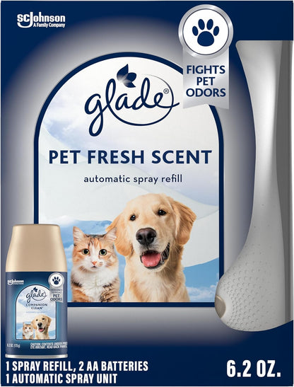 Glade Automatic Spray Refill, Pet Fresh Scent, Scented Air Freshener for Home and Bathroom, 6.2 Oz, 2 Count