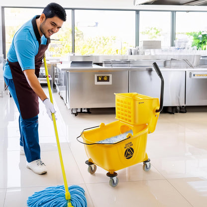 Dryser Commercial Mop Bucket with Side Press Wringer, 26 Quart, Black