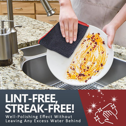 Glass Polishing Cloth Streak Free Miracle Cleaning Cloth Lint Free Microfiber Cleaning Rags for Glasses Kitchen Dish Mirrors Easy Clean, Pack of 6, 12" x 12"