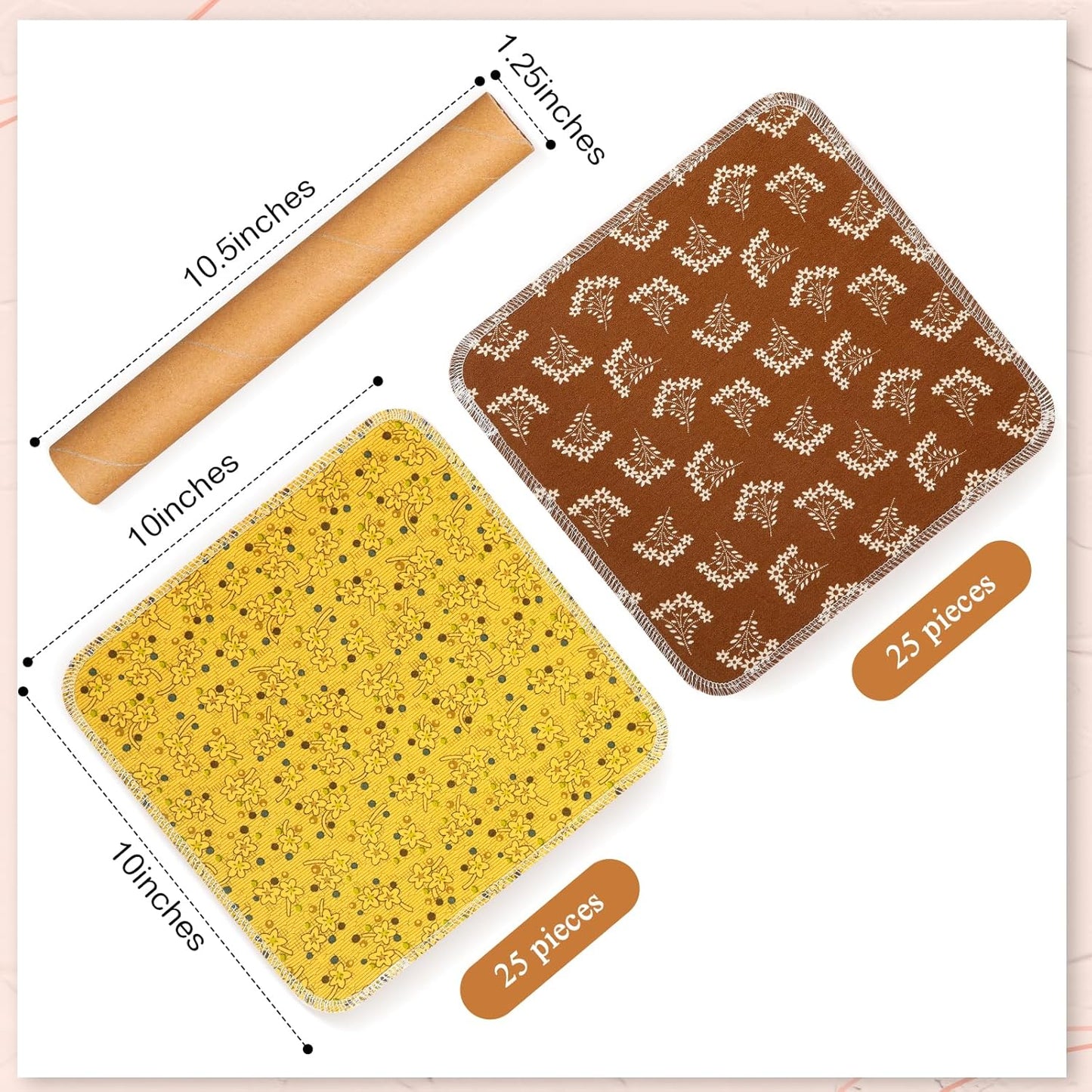Redbaker 50 Pcs Reusable Paper Towels Paperless Reusable Cotton Cloths Toilet Absorbent Washable Paper Towels with Roll Kitchen Dishcloth for Kitchen Paperless Dishcloths(Stripe)