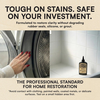 Stain Remover Gel - Low Odor, No Harsh Fumes - For Washing Machine Rubber Seal, Bathroom Grout and Caulk, Shower Tile Cleaner, HE Front Load Washer Safe, UV-Shield Black Bottle - 7 oz