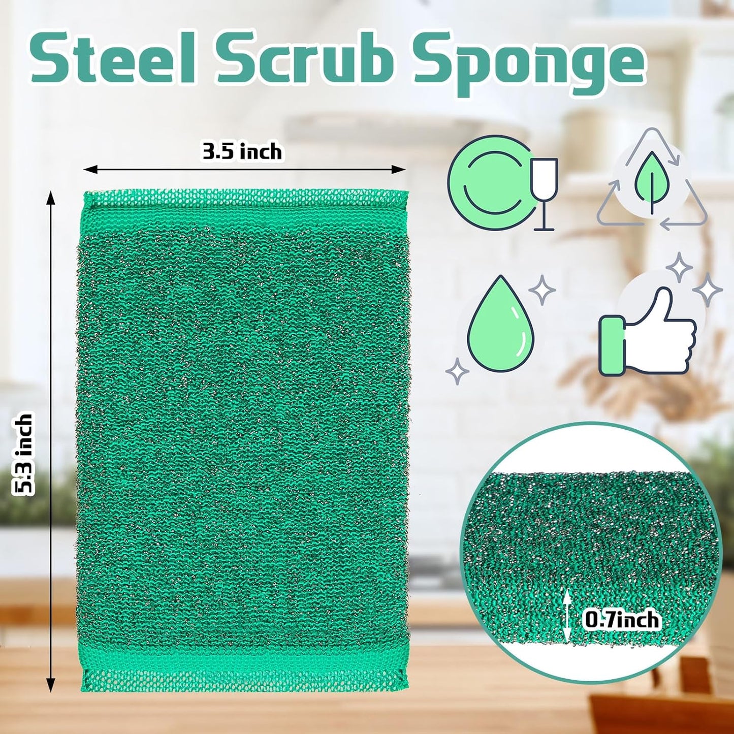 Thyle 36 Pack Steel Scrub Sponges for Dishes Non Scratch Scouring Multi Use Metal Scrubber Heavy Duty Dish Wash Kitchen Sponge for Pot Dish Washing Hard Surface Cleaning (Gray)