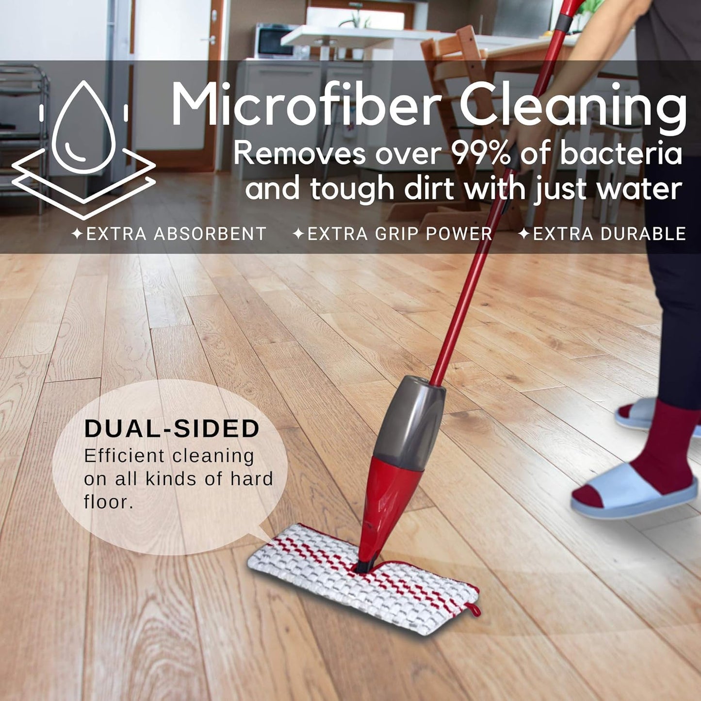 Microfiber Washable Spray Mop Refills Compatible with Promist Max, Reusable Pads Replacement Head (4)