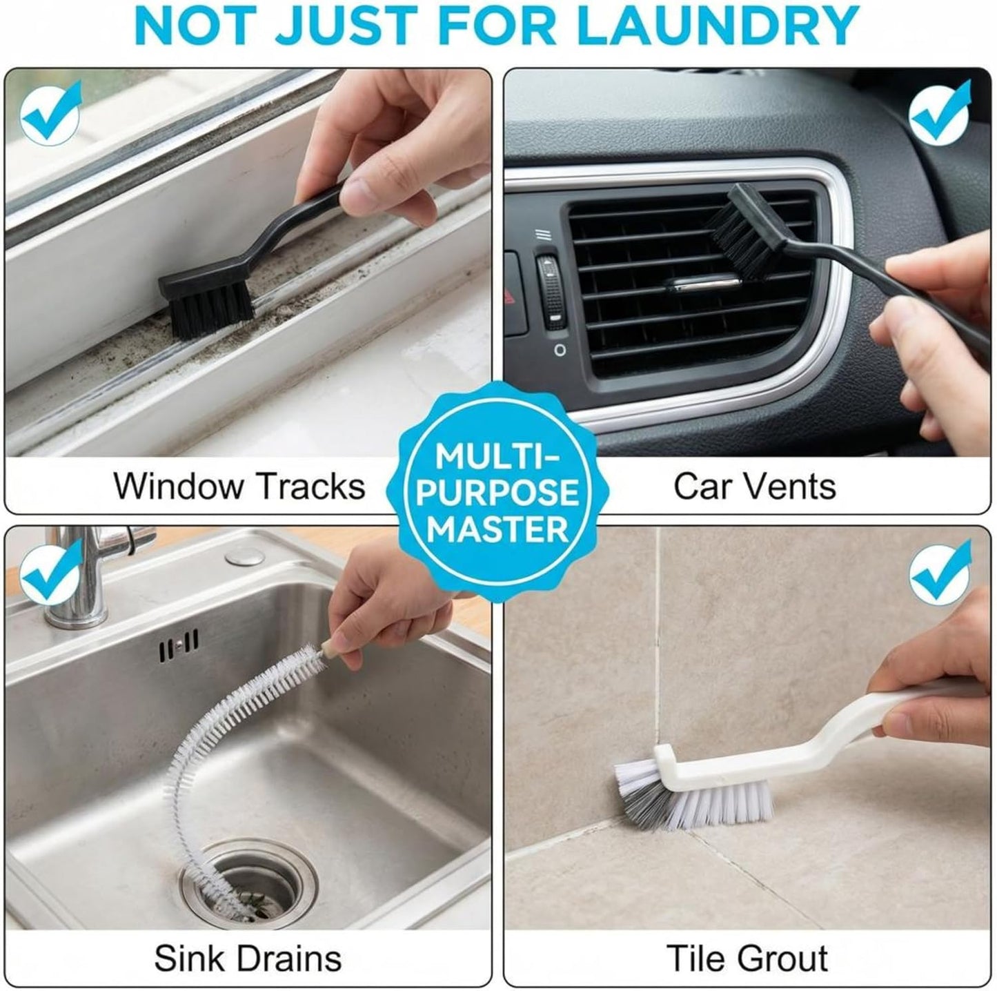 8 PCS Multi-Purpose Washing Machine Cleaning Brush, Dryer Vent Cleaner Kit, Crevice Brush for Bathroom, Grout & Sink, Household Tile Cleaning Tools, Long Handle Tools for Front Load & Top Load Washers