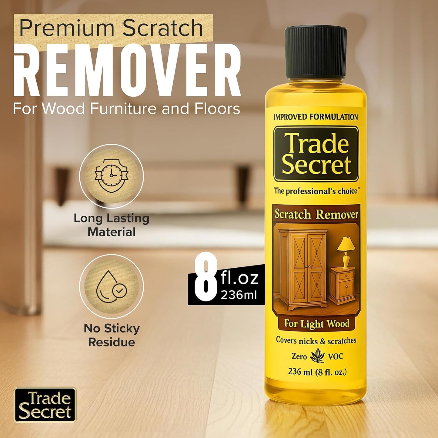 Trade Secret Scratch Concealer for Real Wood Furniture & Floors – Restores Dark Wood Scratch, Covers Nicks, Scuffs & Dogs, Cats Scratches, Marks, Minor Defects