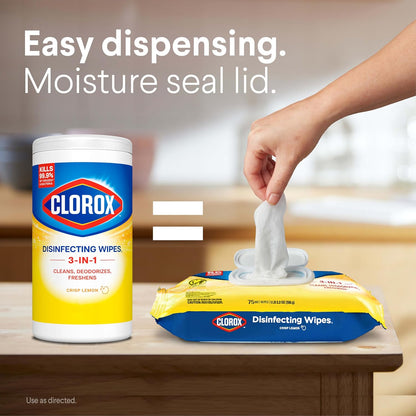 Clorox Disinfecting Wipes Flex Pack, Bleach Free, Fresh Scent, 75 Count (Pack May Vary)
