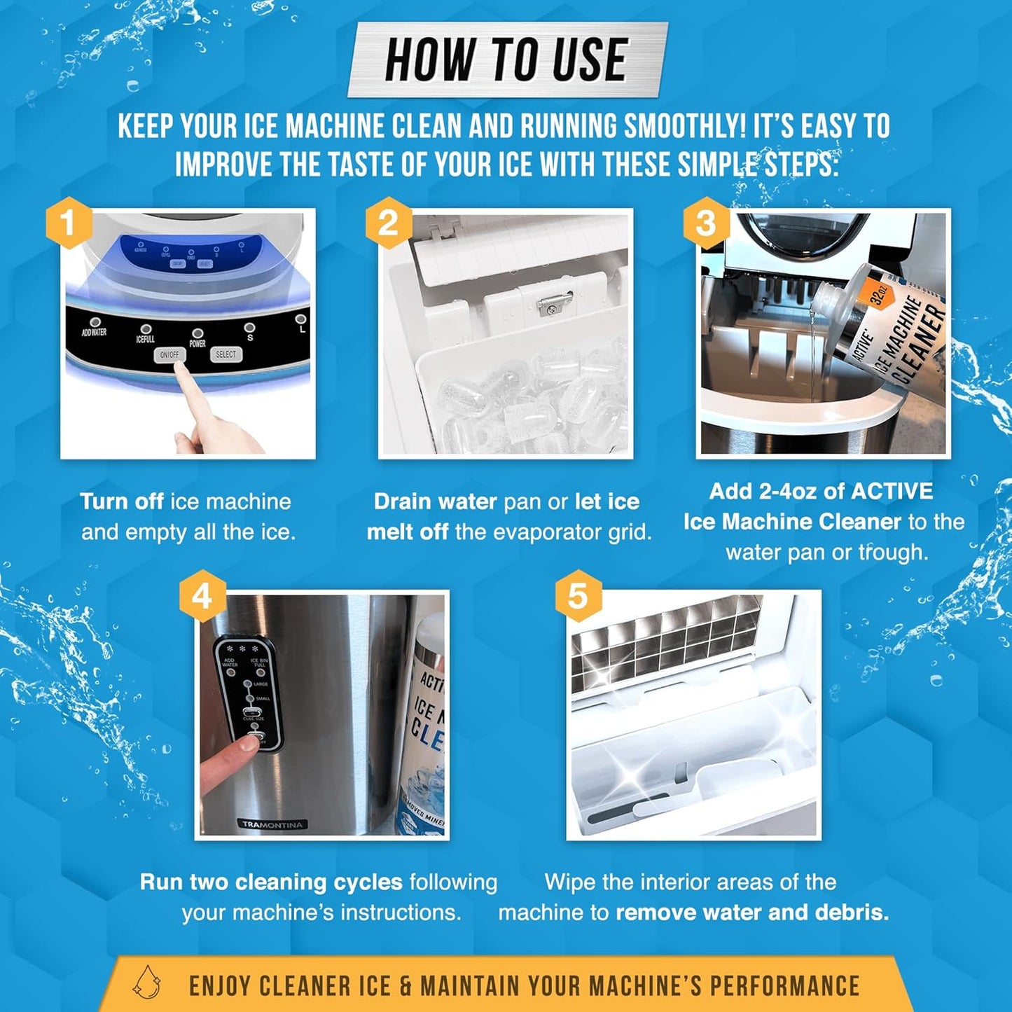 ACTIVE Ice Machine Cleaner Maker Descaler - 24 Clean Tablets Compatible with Frigidaire, Opal, GE Profile, Kitchenaid, Nickel Safe Scale Remover for Countertop, Nugget Ice Makers - Bulk 1 Year Supply
